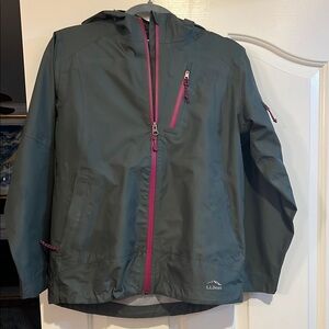 L.L. Bean Kids Waterproof Jacket - Green and Pink